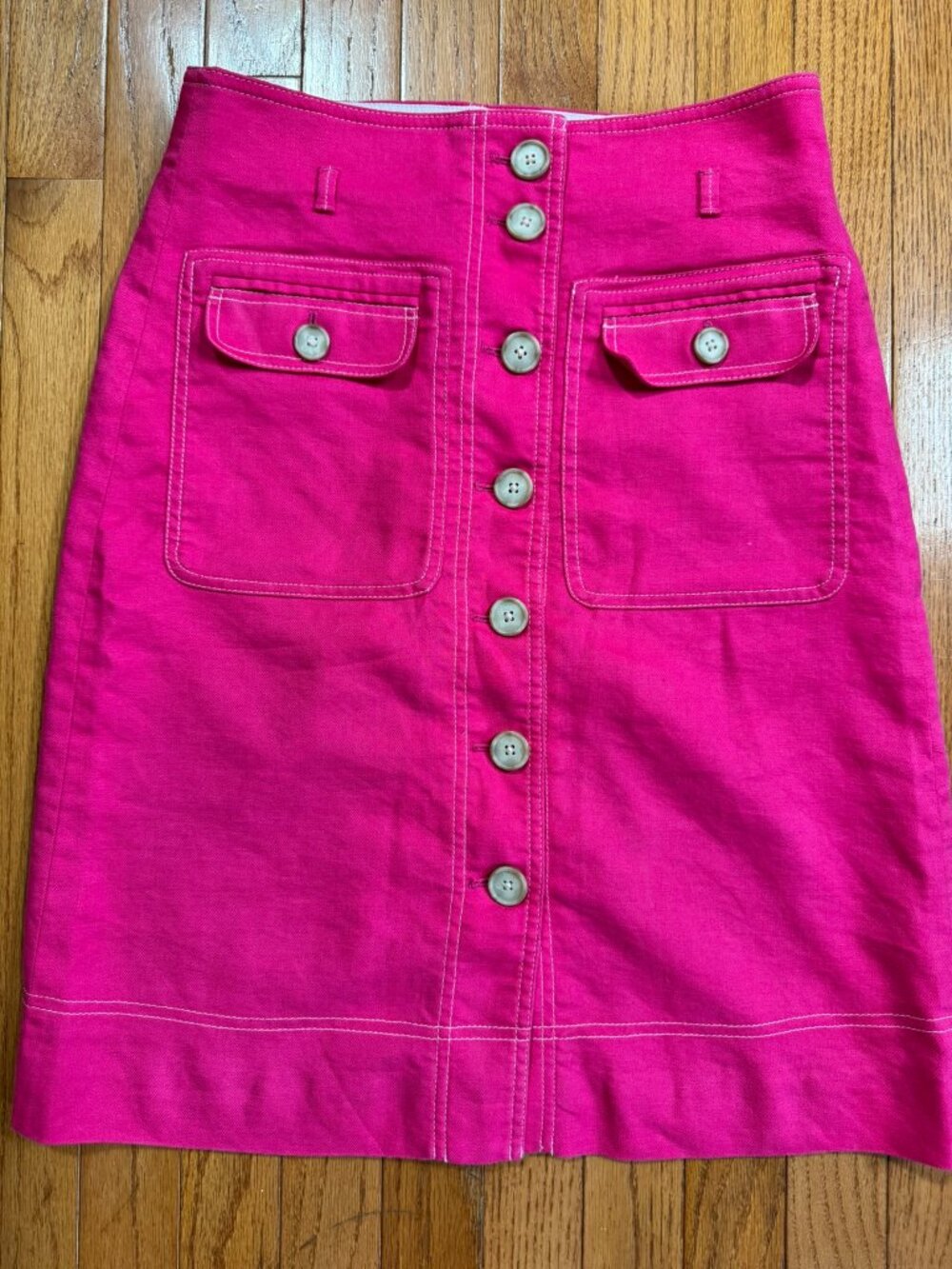 J.Crew Hot Pink High‑Waist Linen Blend Skirt – Size 8